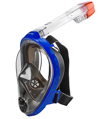 HEAD Sea Vu Dry Full Face Snorkeling Mask, Small/Medium, Blue