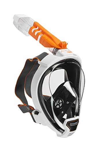 OCEAN REEF - Aria QR + Quick Release Snorkeling Mask - Full Face Snorkeling Mask - 180 Degree Underwater Vision - 5 Different Colors and 3 Sizes - White Color - Size M/L