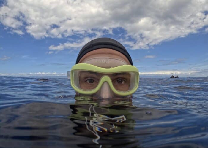 The AGULHAS Mask has a unique, fun design inspired by the hammerhead shark.