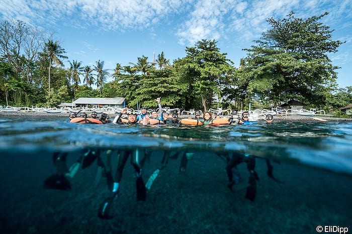 Apnea Bali's shore entrance to their dive site. Photo by Eli Dipp.