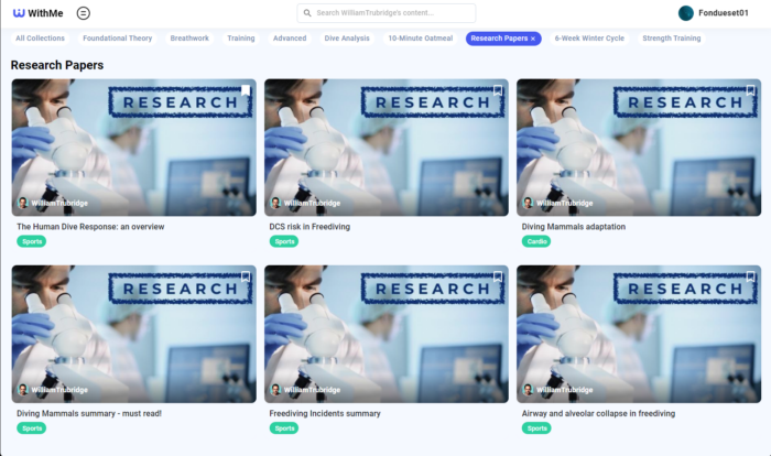 Research Section of the Freediving Portal