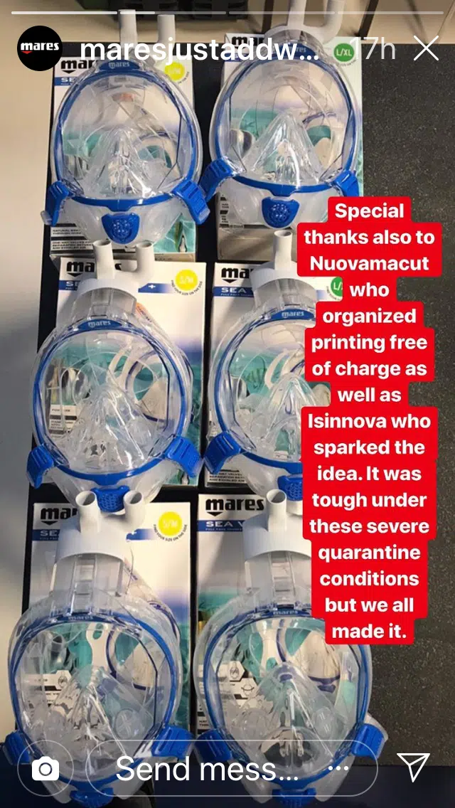 Mares's COVID-19 Full Face Mask Instagram Story