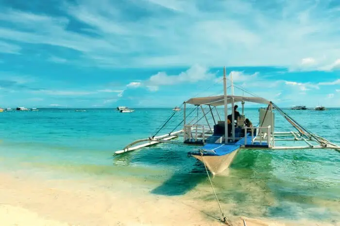 A bangka floating on the shores of Panglao, Bohol, Philippines