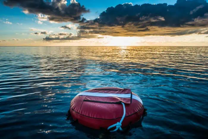 Freediving buoy floating in the ocean
