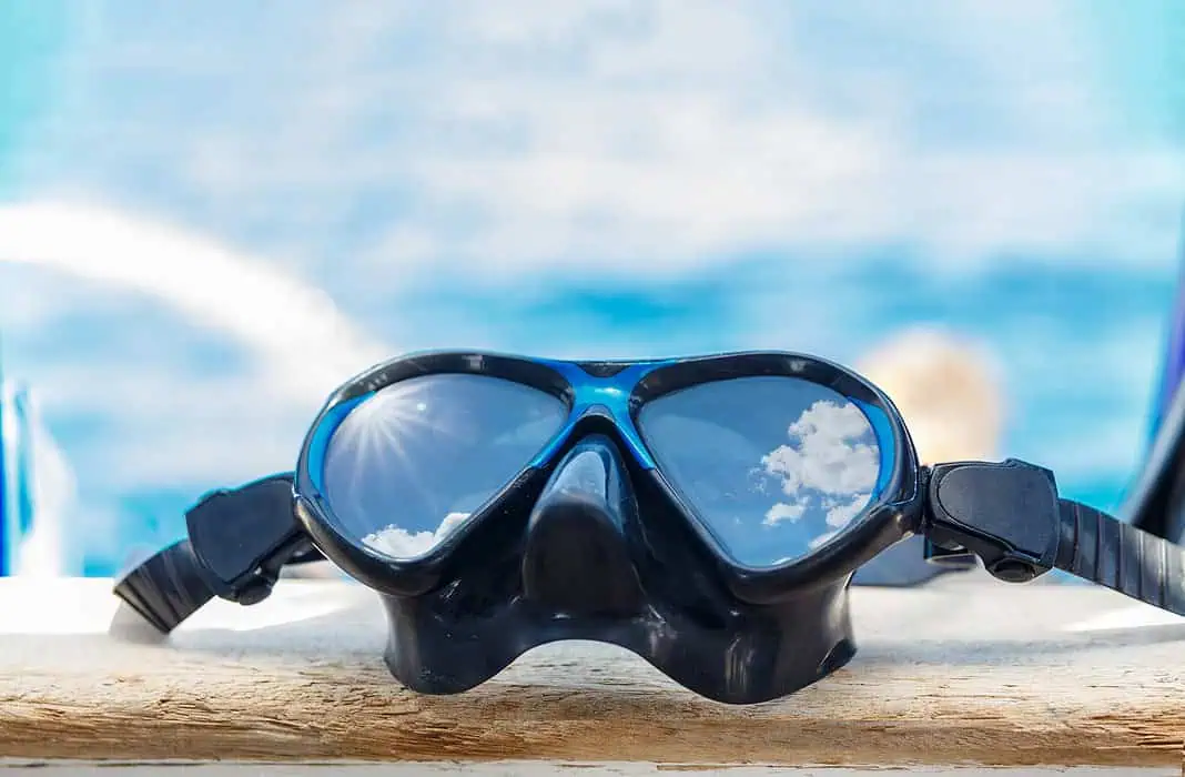 Snorkeling Mask on Dock After a Dive