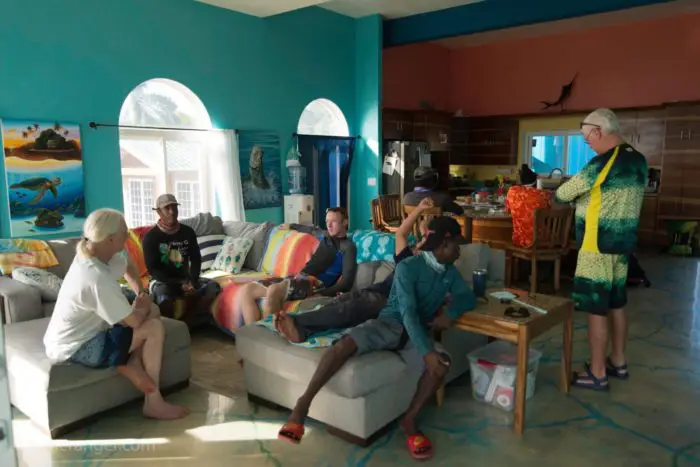Story Time - during which Clancy (opposite me) described some alarming Nurse Shark encounters.